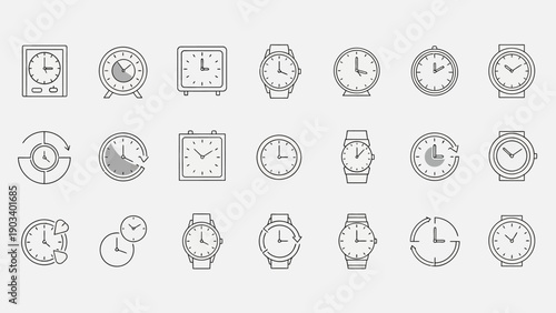 Collection of various clock icons 6.