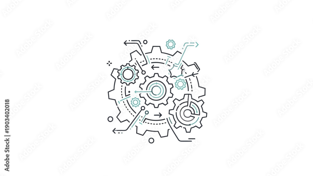 Obraz premium Interconnected gears and mechanical parts.