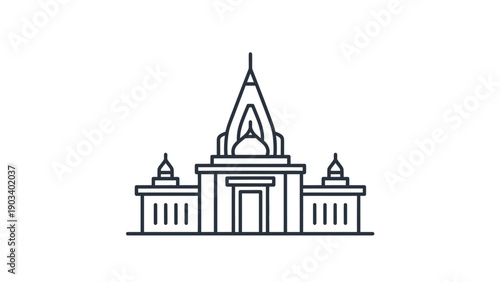 Line drawing of a temple building.