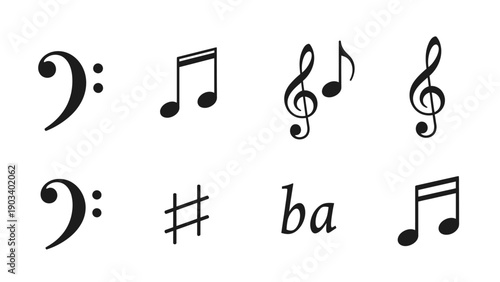 Music notes and symbols collection.