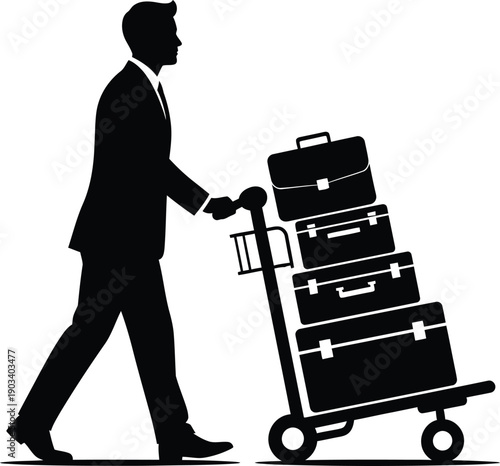 Businessman transporting luggage for a smooth business trip