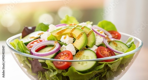 Fresh mixed green healthy salad bowl.