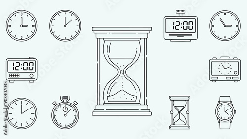 Collection of Various Time Keeping Devices.