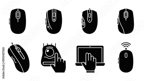 Computer mouse icon set designs.