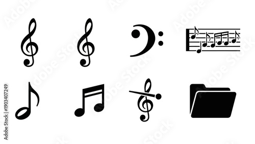 Music notes and file folder icon.