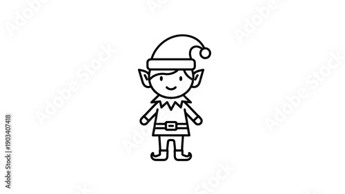 Smiling Elf Wearing Santa Hat.