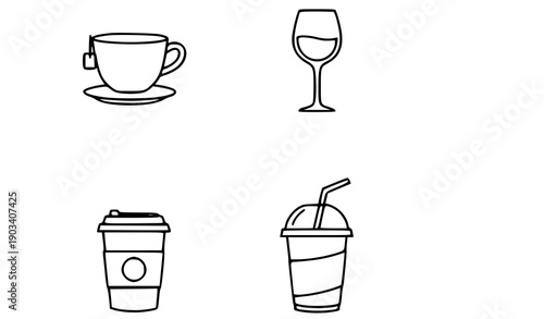 Linear Drinks Icon Pack Vector Thin Line for Mobile and Web UI