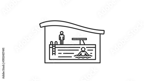 Swimmer in a swimming pool illustration.