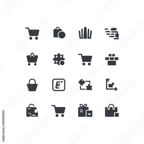 Ecommerce Shopping Icon Set Minimal. Ai generated