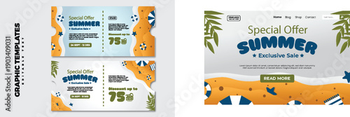 A colorful summer special offer graphic template with editable text and a vibrant design