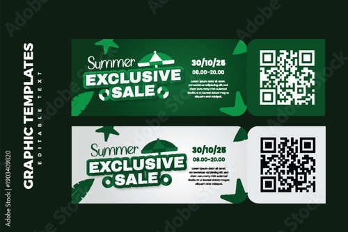 green summer or beach party ticket collection design