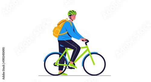 Person riding a bicycle with a backpack.