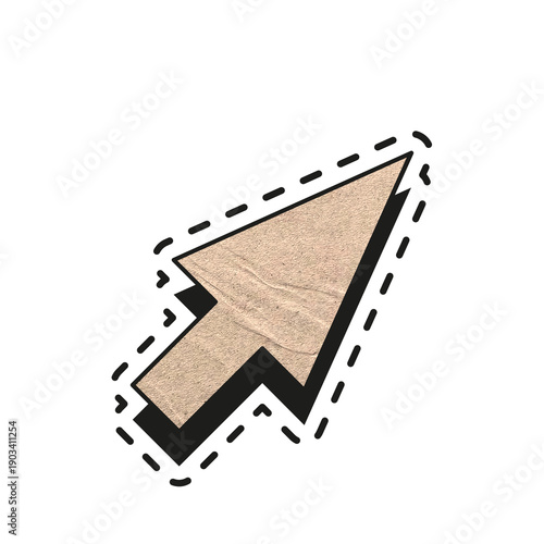 cursor arrow with old paper texture sticker