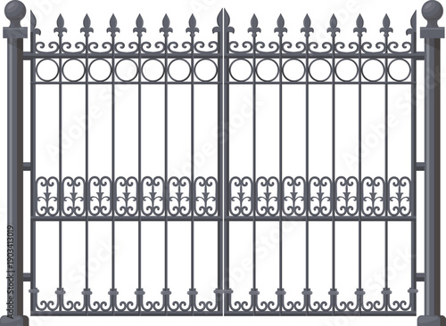 Vintage metal barrier. Iron lattice in victorian style