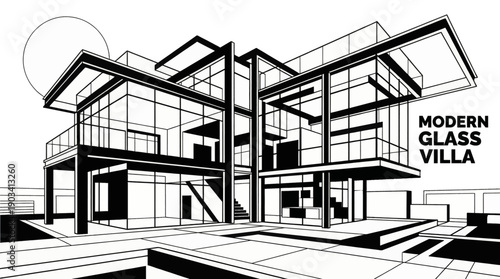 modern glass villa architecture building with luxury residential property real estate design and premium exterior construction located in coastal urban landscape housing investment destination