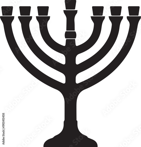 Classic menorah candelabra with seven branches, a traditional religious vector illustration