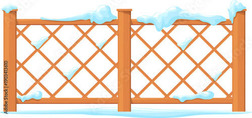 Snow fence. Christmas rural yard cartoon icon
