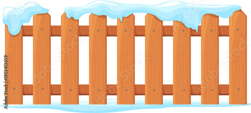 Yard fence. Snow barrier in winter season style