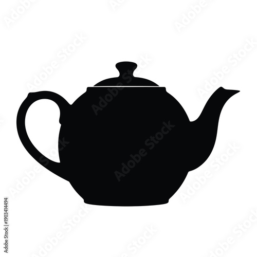 Black Silhouette of a Teapot white background