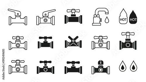 Collection of various valve icons.