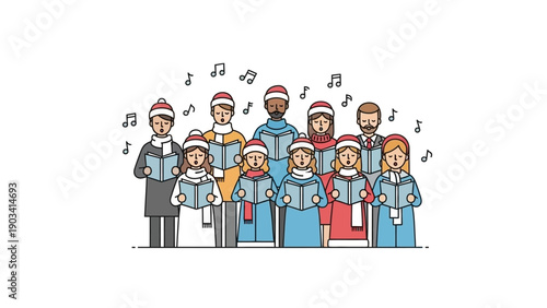 Diverse Group of People Singing Together.