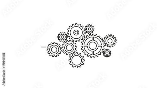 Interconnected gears and mechanical components.