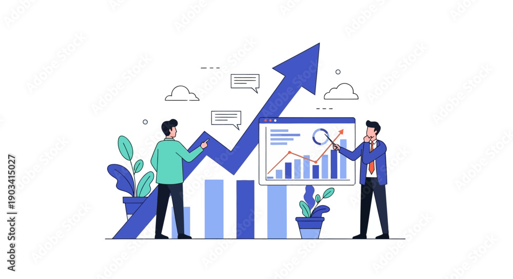 Obraz premium Modern Business and Corporate Workflow Flat Vector Illustration Set