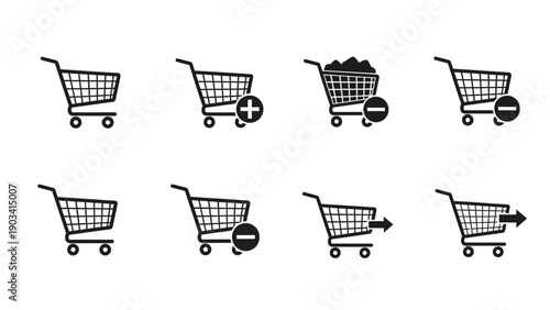 Shopping carts in various positions.