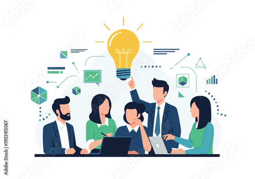 Modern Business and Corporate Workflow Flat Vector Illustration Set