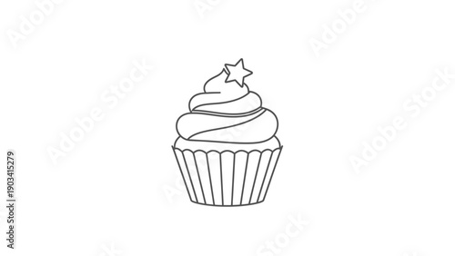 A cupcake with swirled frosting topping.