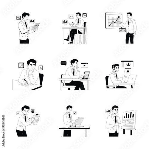 Take your hands on this amazing set of business and finance illustrations