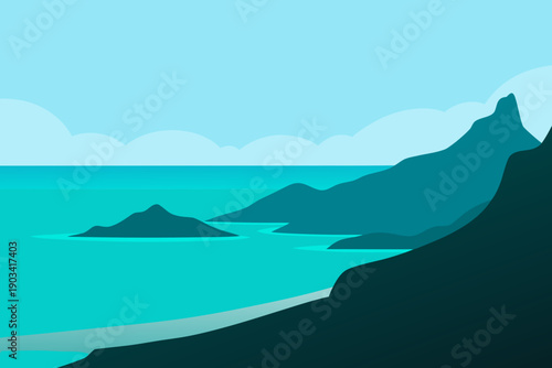 Noronha Shoreline Minimal Vector Seascape