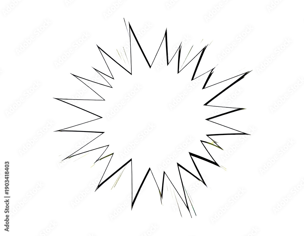 Obraz premium A white spiky speech bubble on a black background. Simple, bold design, cartoon style