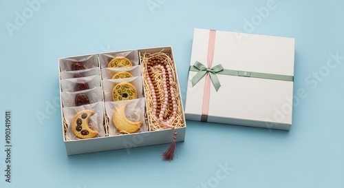 Gift box with chocolates and sweets.