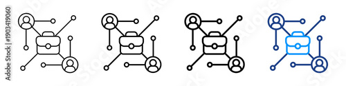 Business Network Icon Different Style Outline Collection Set.