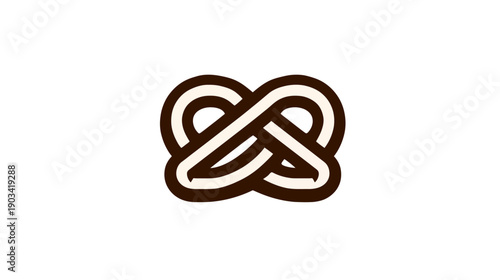 A simplified, stylized depiction of a pretzel, formed with intersecting, looped lines against white
