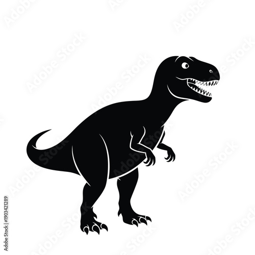 Black Silhouette of Tyrannosaurus Rex and Pterodactyl