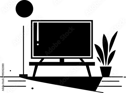 Home Entertainment Setup Minimal Illustration