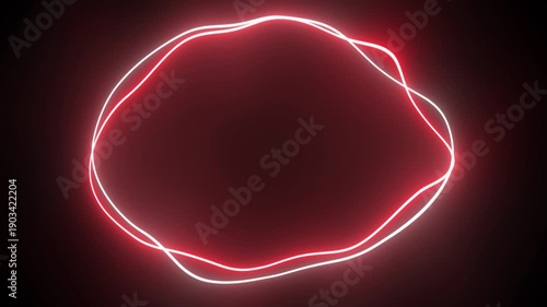 Abstract red glowing neon organic shape animation, liquid blob frame loop on black