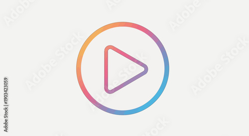 Modern gradient play button icon on a clean white background representing digital media playback