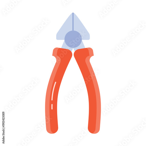 Cutting pliers tool. Electrician tools, electrician supplies flat vector illustration