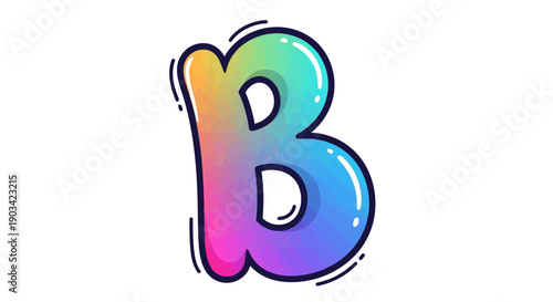 Vibrant rainbow gradient bubble letter B illustration perfect for playful designs and educational