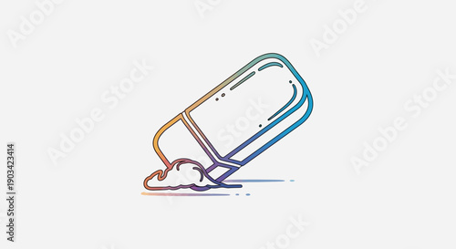 Vibrant Gradient Outline Eraser Icon with Dust Effect on Clean White Background Digital