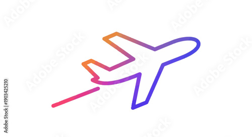 Vibrant gradient airplane icon soaring journey symbol travel transportation adventure concept