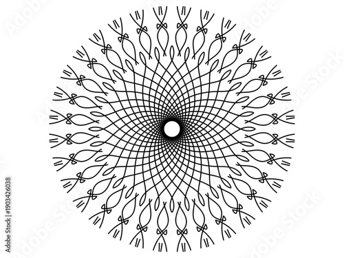 Minimal Radial Mandala Circle Illustration