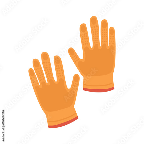 Farming protection gloves. Farmer agricultural equipment, gardening rubber gloves flat vector illustration