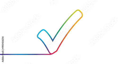 Vibrant spectrum checkmark illustration on white background representing approval or success