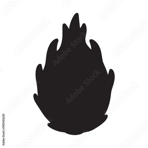 Minimalist solid black dragon fruit pitahaya silhouette vector icon isolated
