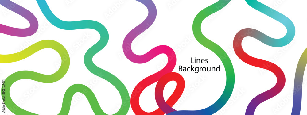 Obraz premium Bold hand drawn colorful curved lines and swirled brush strokes.