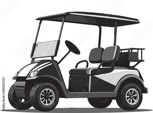 Adobe Illustrator Artwork of Golf Cart Minimal Vector Graphic. Stylish vector graphic of a golf cart silhouette, designed with simplicity for use in branding, advertising, and sports-related projects.